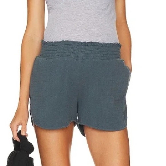 Hatch maternity henri gauze shorts 3 large blue gray - Picture 1 of 5